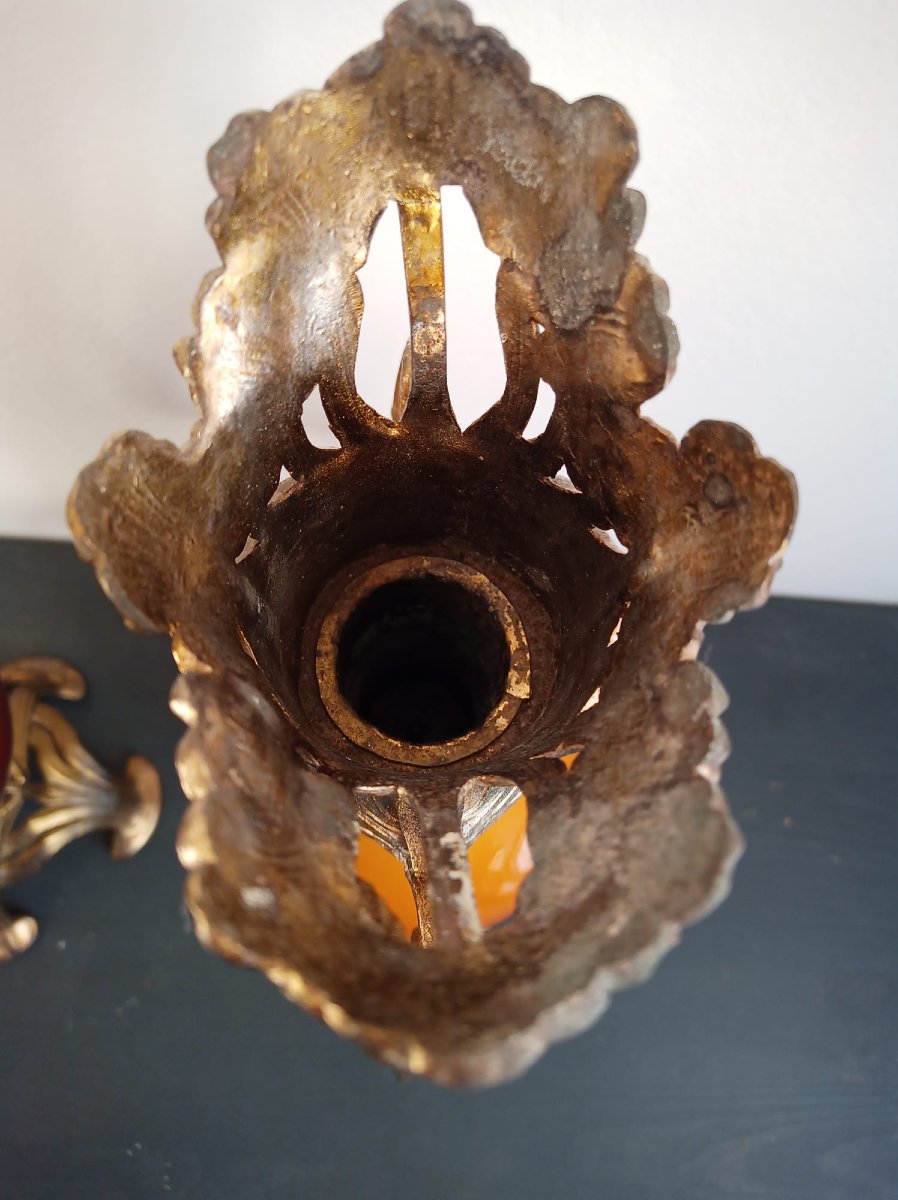 Paire de Vase en céramique Art nouveau Française avec monture en métal, vers 1900-1910, -photo-8