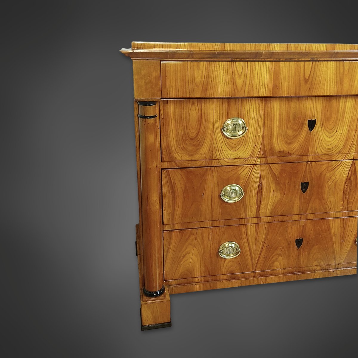 Biedermeier Chest Of Drawers With Detached Columns - Cherry Over Oak Veneer 1840-photo-5