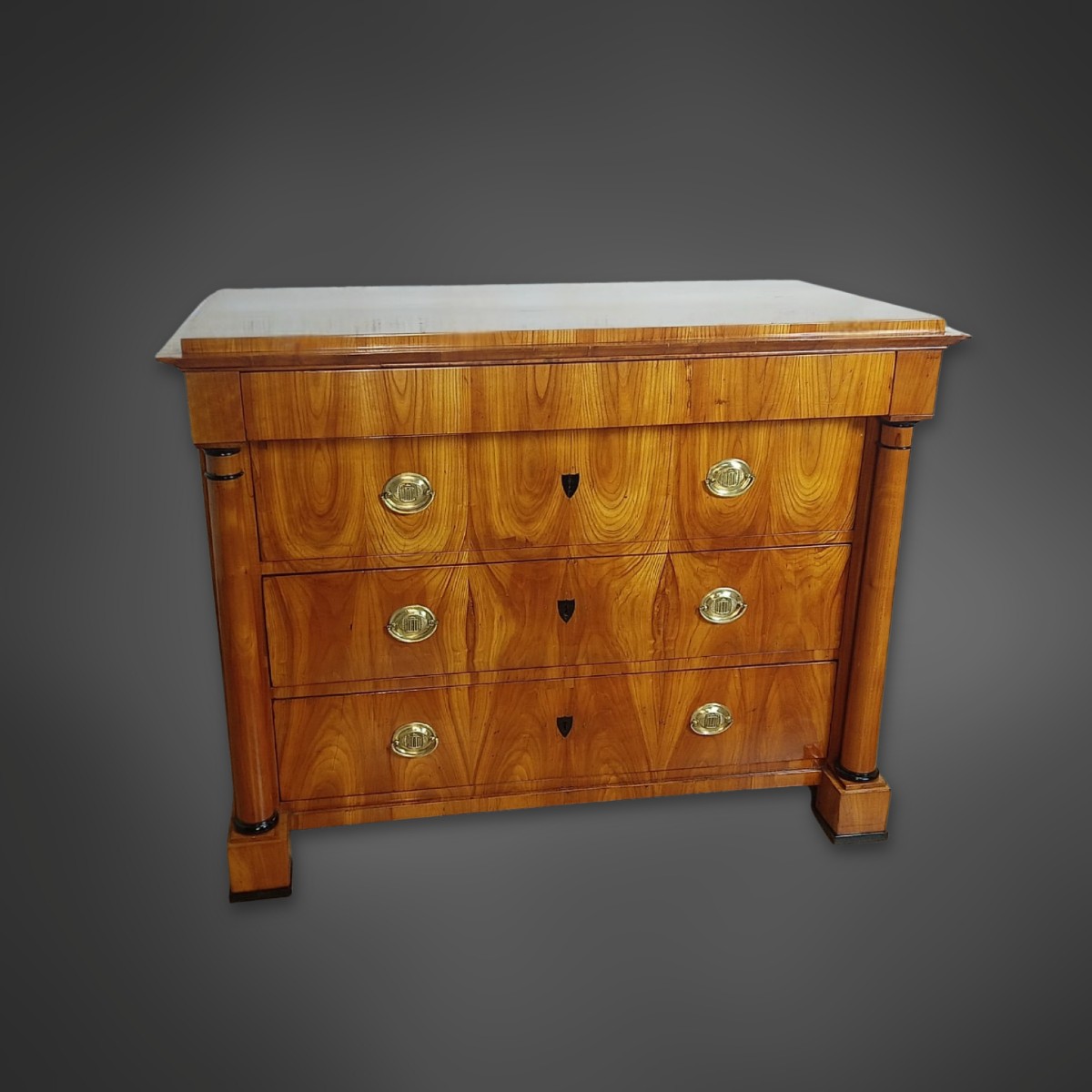 Biedermeier Chest Of Drawers With Detached Columns - Cherry Over Oak Veneer 1840