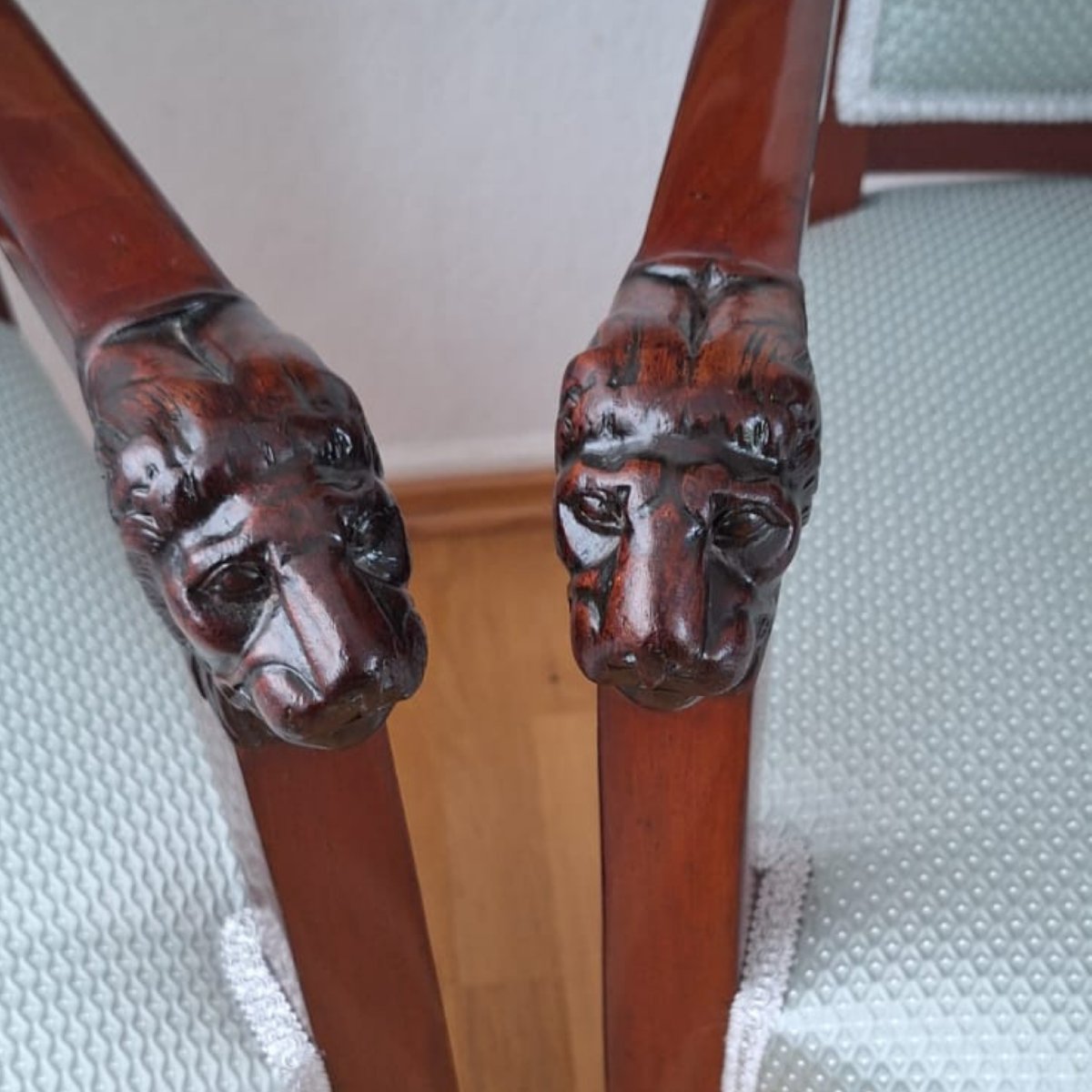 Pair Of Empire Solid Mahogany Armchairs - Early 19th Century-photo-3