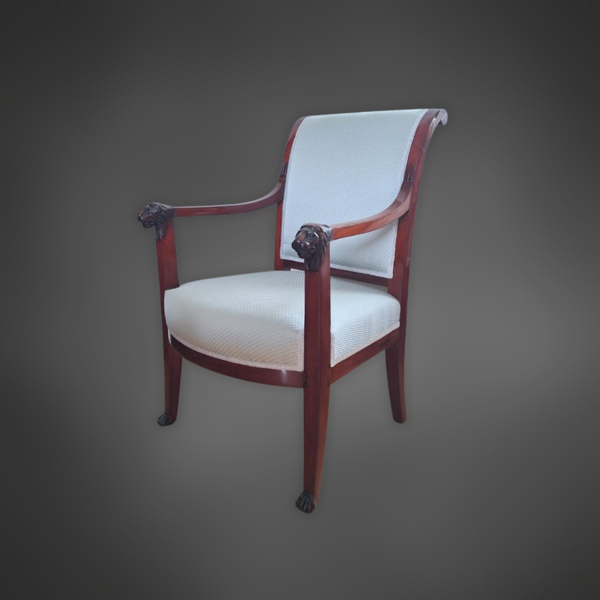 Pair Of Empire Solid Mahogany Armchairs - Early 19th Century-photo-7