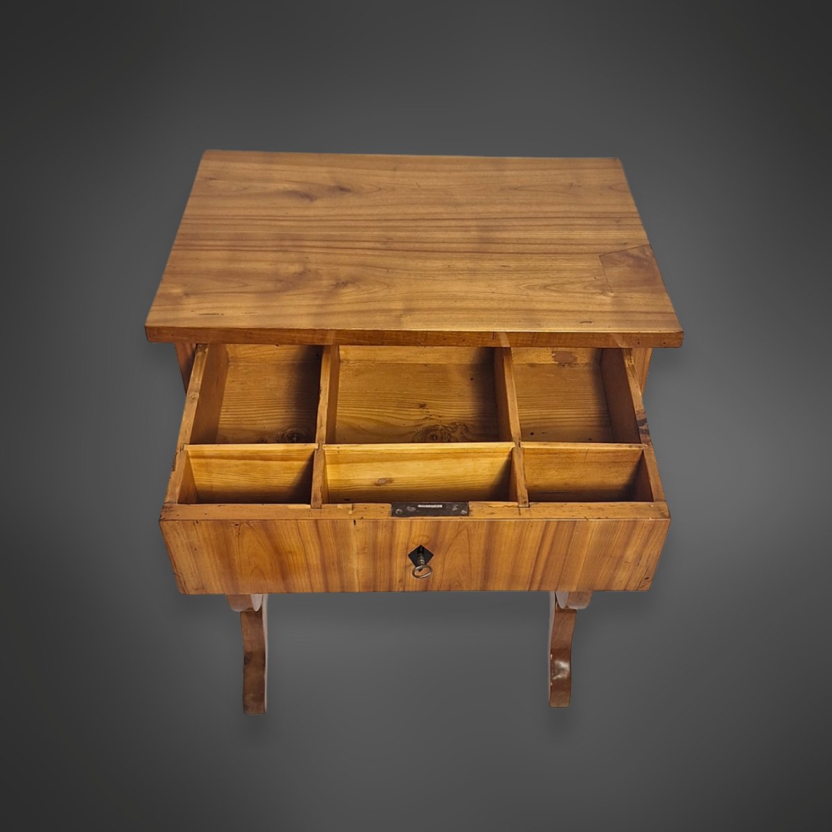 Biedermeier Lyre Table, Made Of Cherry Wood, Germany, Circa 1825-photo-2