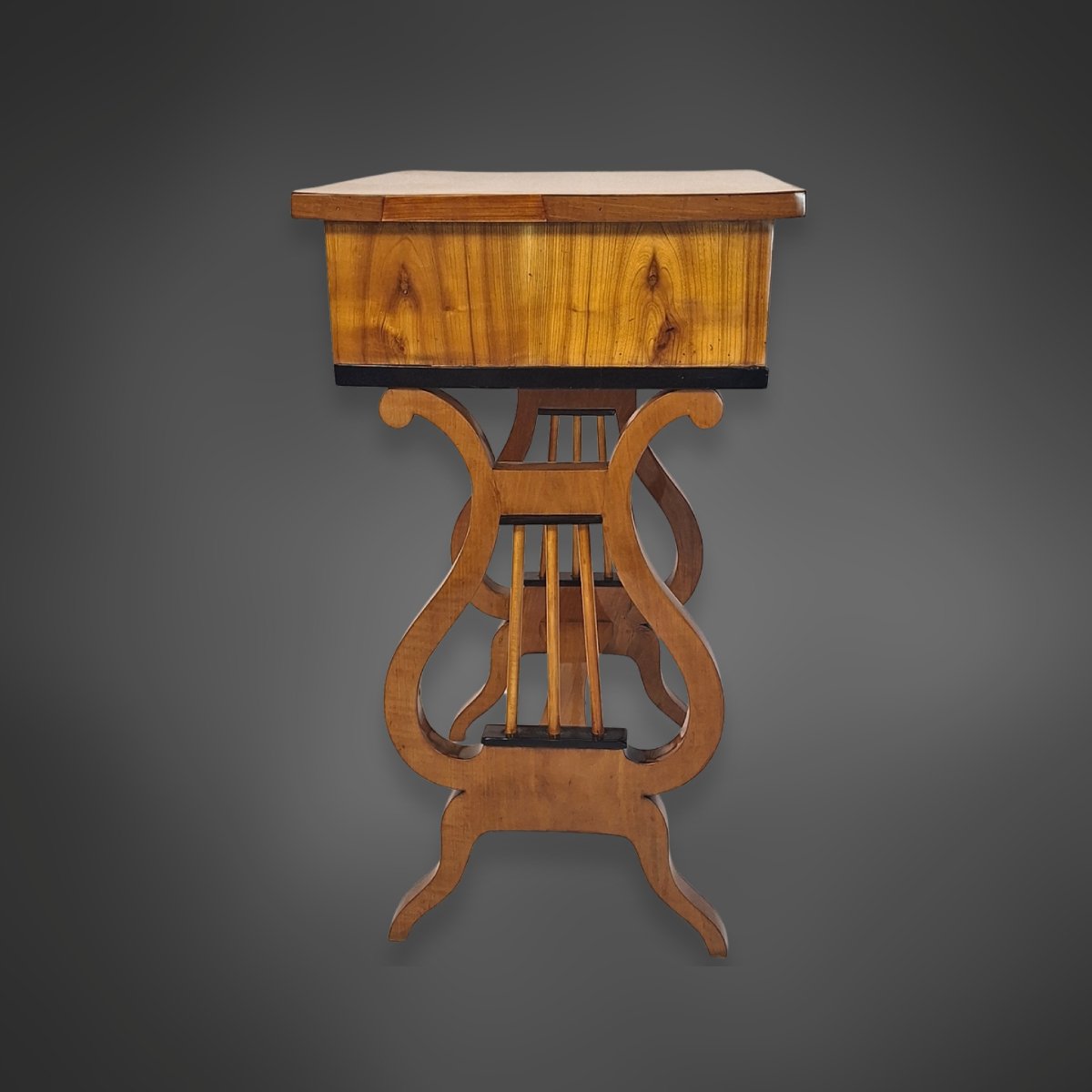Biedermeier Lyre Table, Made Of Cherry Wood, Germany, Circa 1825-photo-3