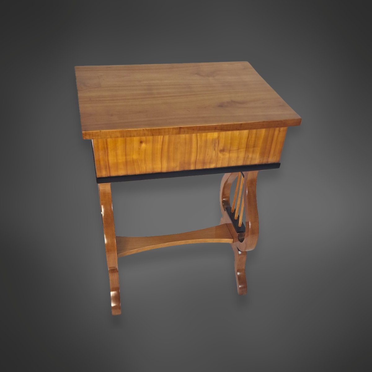 Biedermeier Lyre Table, Made Of Cherry Wood, Germany, Circa 1825-photo-4