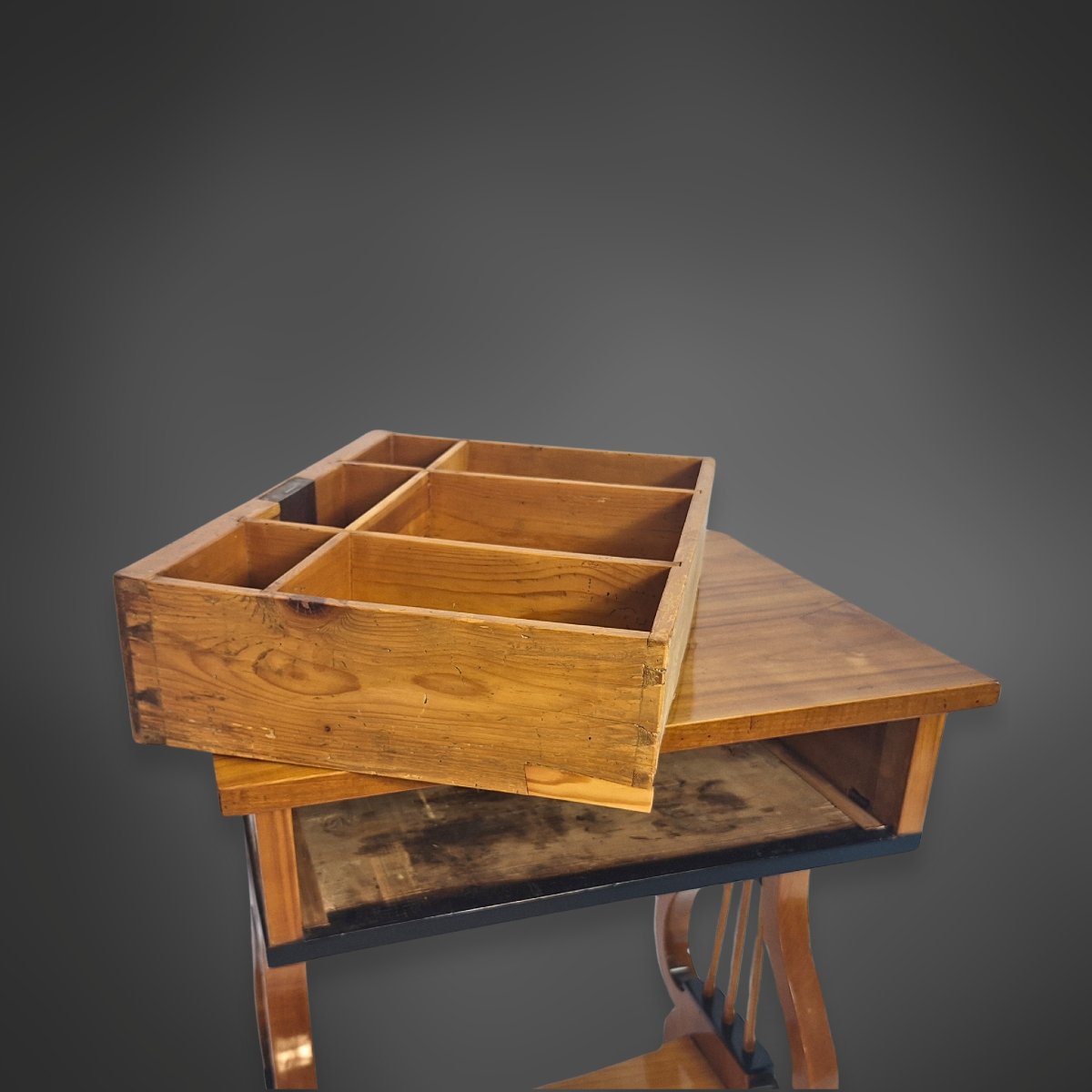 Biedermeier Lyre Table, Made Of Cherry Wood, Germany, Circa 1825-photo-6