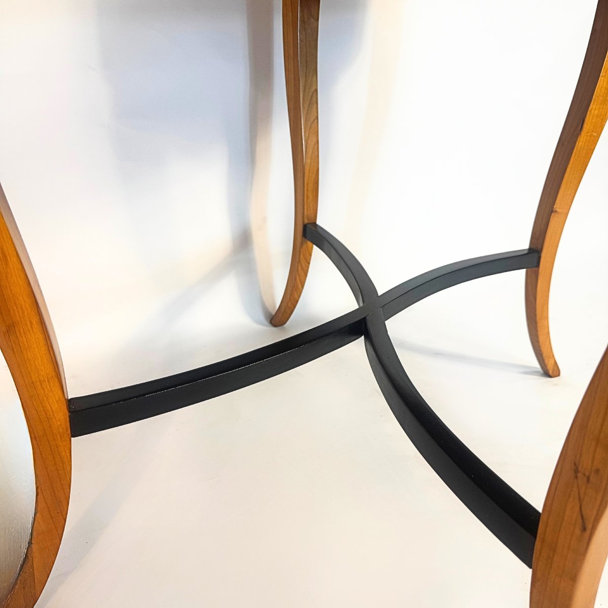 Oval Biedermeier Side Table, Cherry Wood Veneer, 1825-photo-2