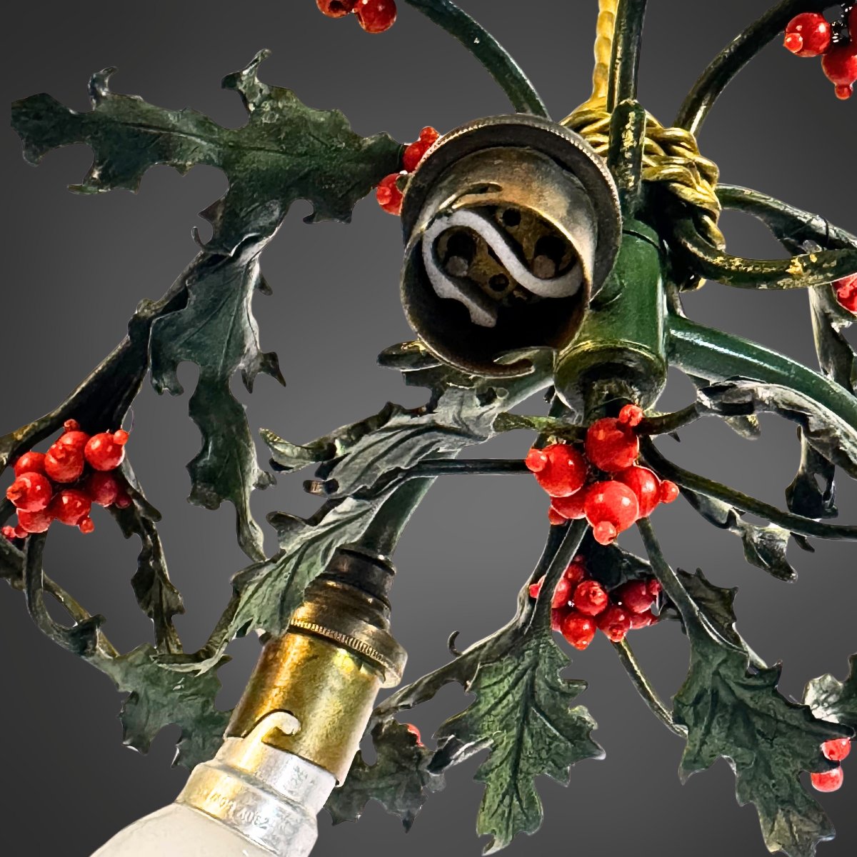 Holly-shaped Ceiling Light, Brass, France (nancy), Circa 1920-photo-1