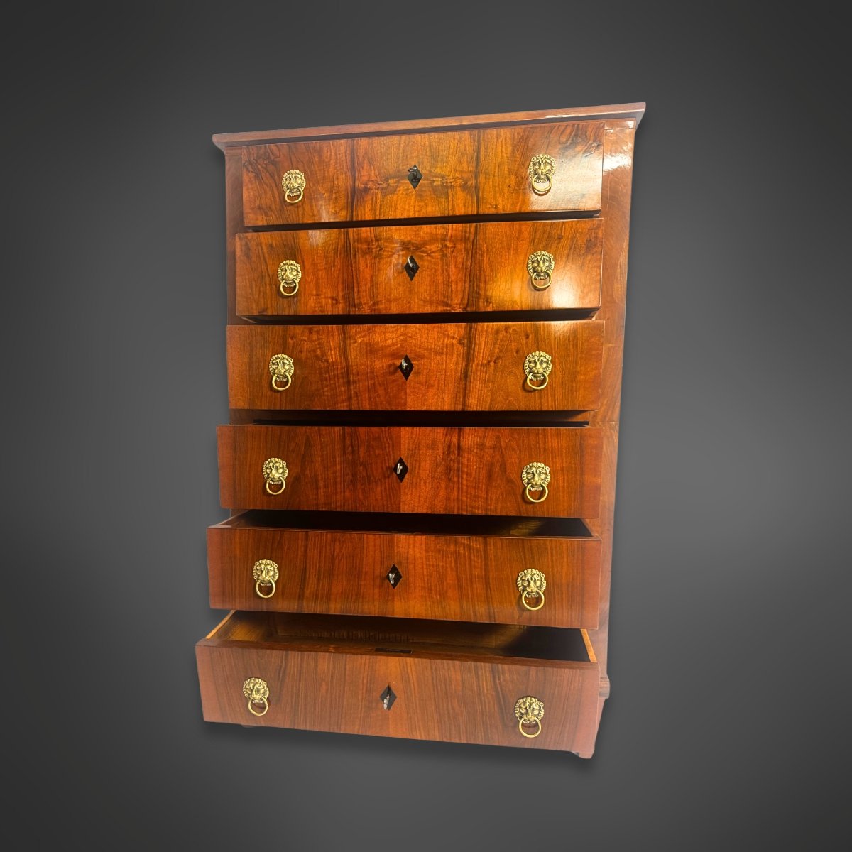 Semainier Biedermeier à 6 tiroirs, noyer, 1830-photo-3