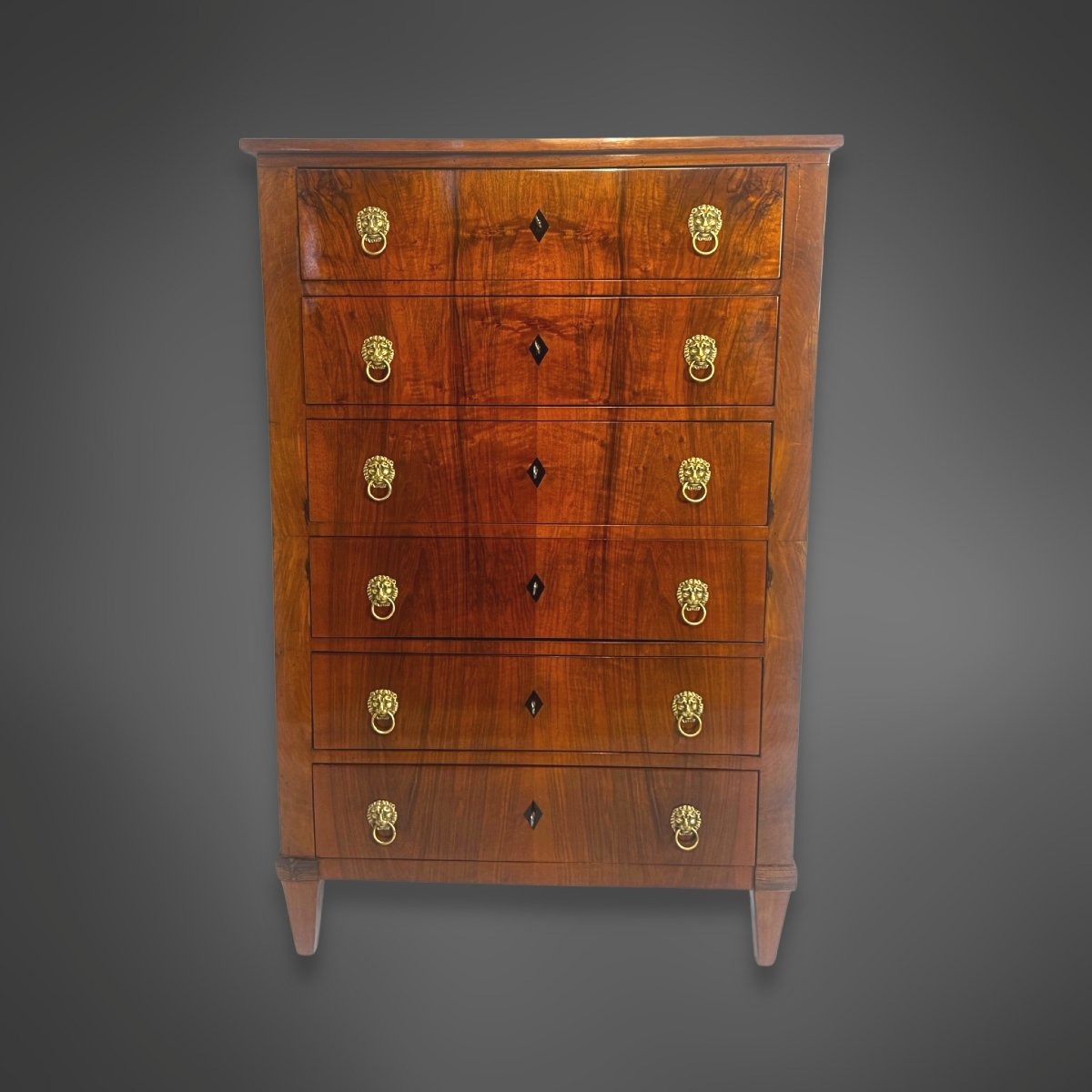 Semainier Biedermeier à 6 tiroirs, noyer, 1830