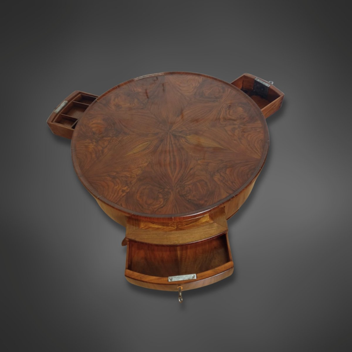 Table d'appoint Biedermeier à plateau tournant, noyer, vers 1825-photo-3