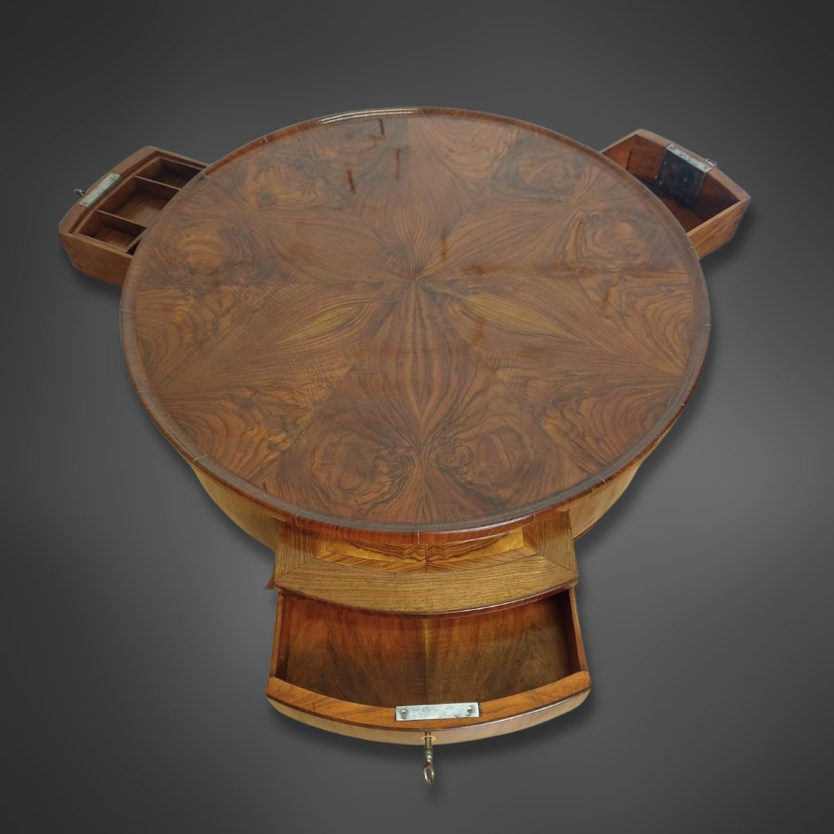 Table d'appoint Biedermeier à plateau tournant, noyer, vers 1825-photo-1