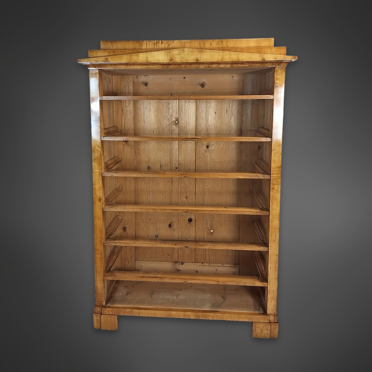 Biedermeier Pillar Chest Of Drawers With Pointed Gable, Maple Veneer, Thuringia Around 1825/30-photo-3