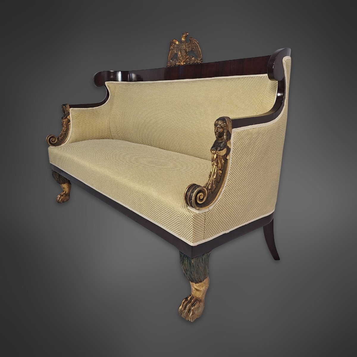 Ensemble de sièges Biedermeier viennois : un canapé et deux fauteuils, acajou, vers 1810-photo-2