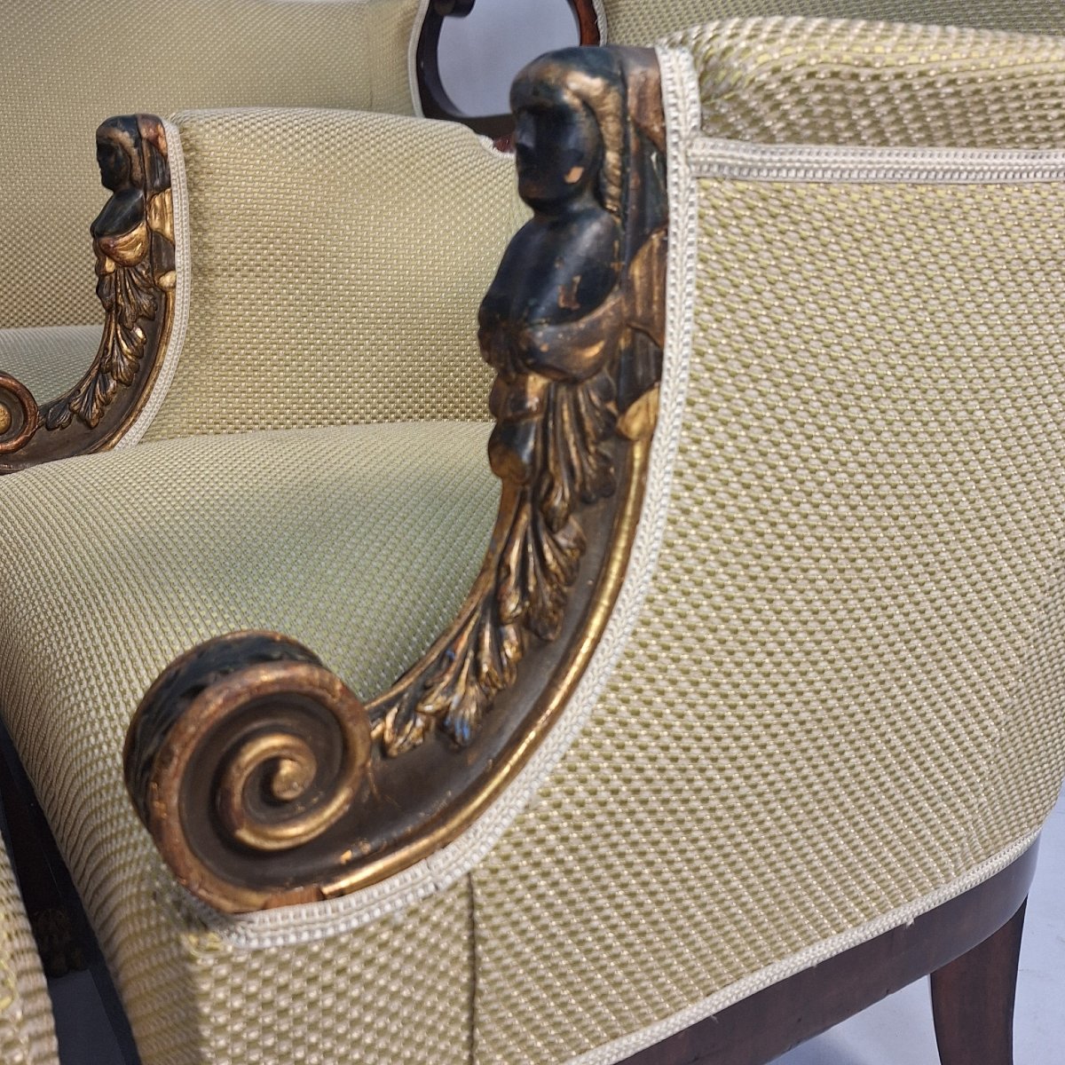 Ensemble de sièges Biedermeier viennois : un canapé et deux fauteuils, acajou, vers 1810-photo-8