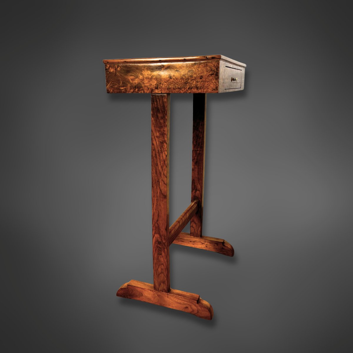 Petite table d'appoint Biedermeier, loupe de noyer, vers 1825-photo-4