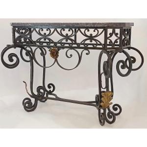 Large Iron Console, Signed P. Rose