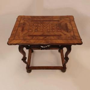 18th Century German Baroque Table With Magnificent Marquetry