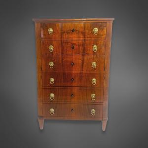Semainier Biedermeier à 6 tiroirs, noyer, 1830