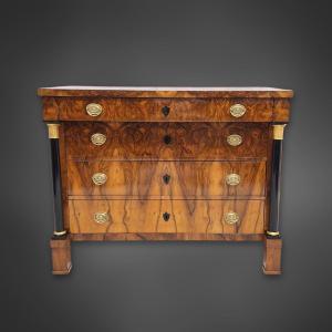 Biedermeier Column Chest, Walnut, Circa 1820–25