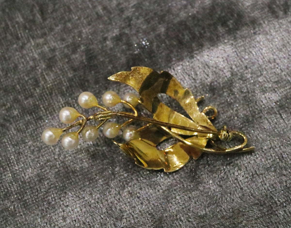 Gold Brooch With Pearls-photo-3