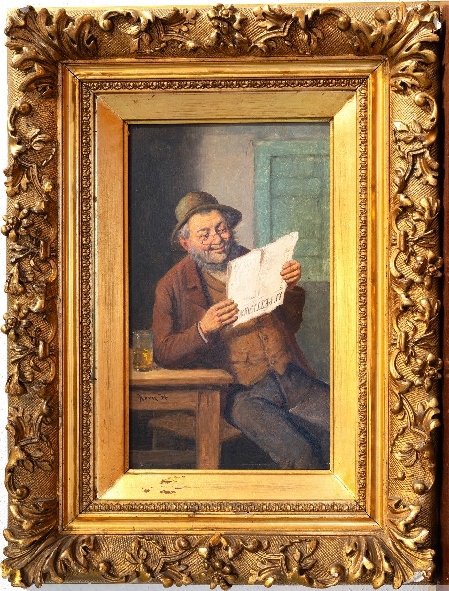 Hermann Kern, Painting, Oil On Wood, "portrait Of A Man"