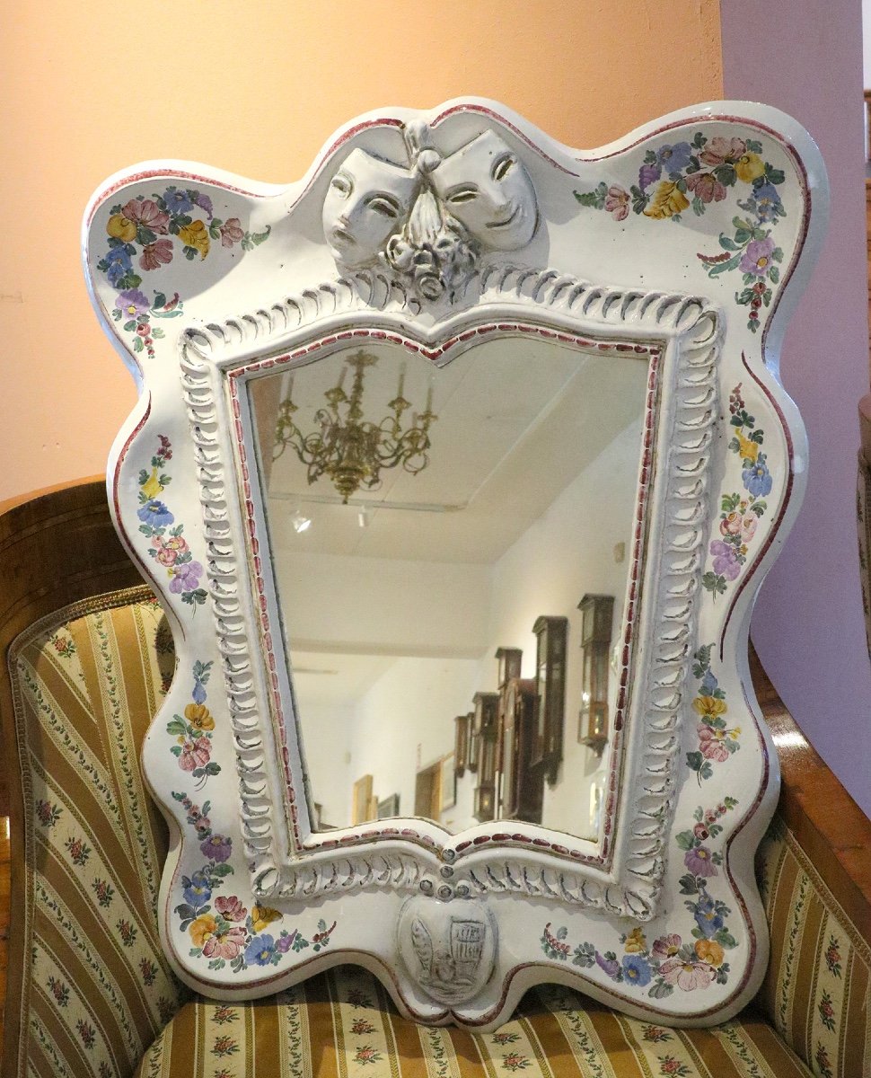 Miroir Art Nouveau,  Céramique Peinte