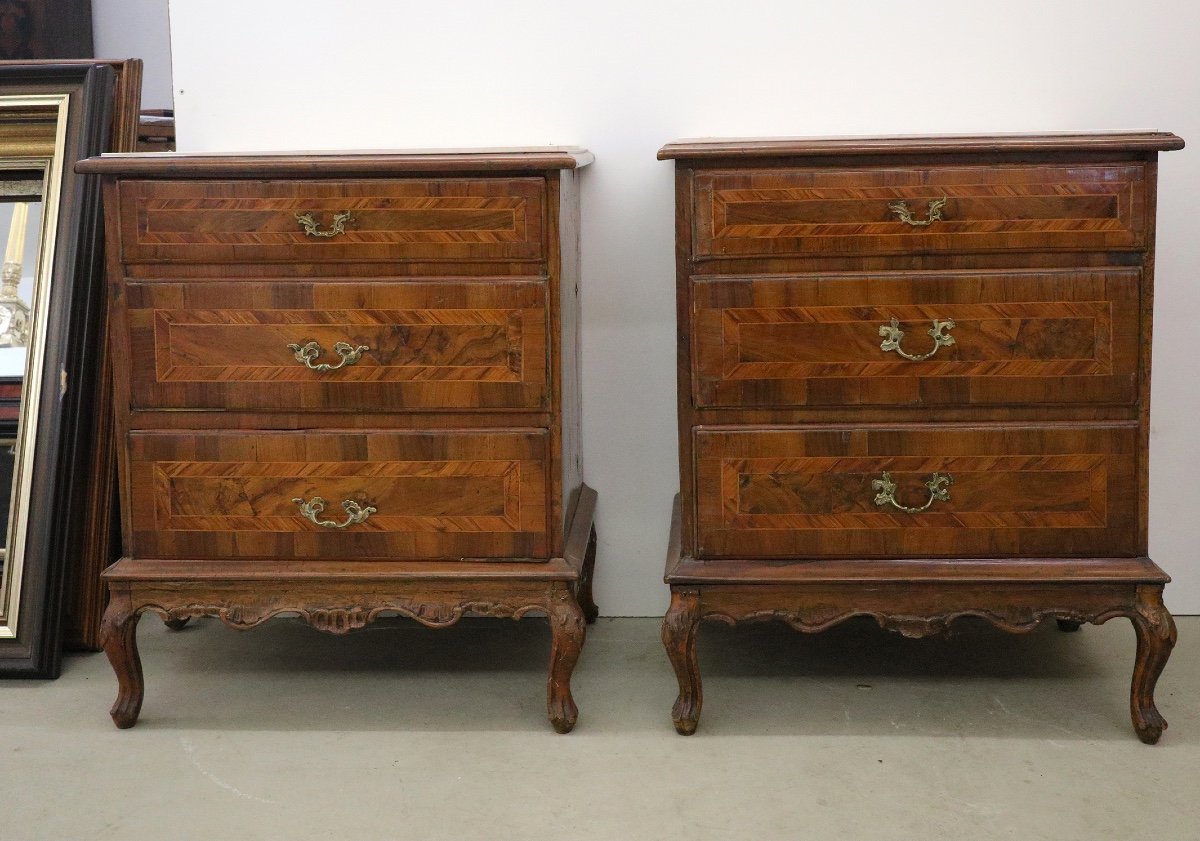 1 Pair Of Baroque Commodes, 18th Century