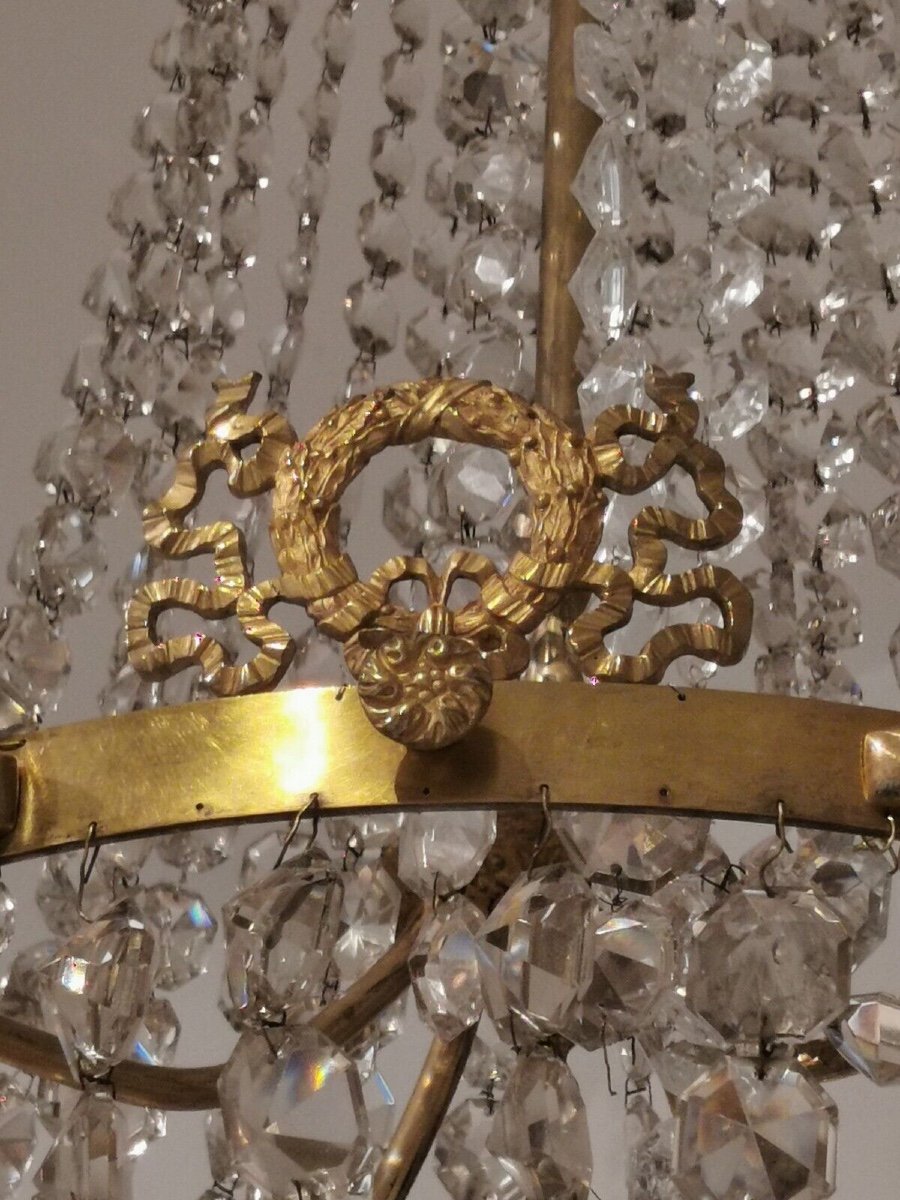 Large Wicker Chandelier Vienna Circa 1880-photo-3