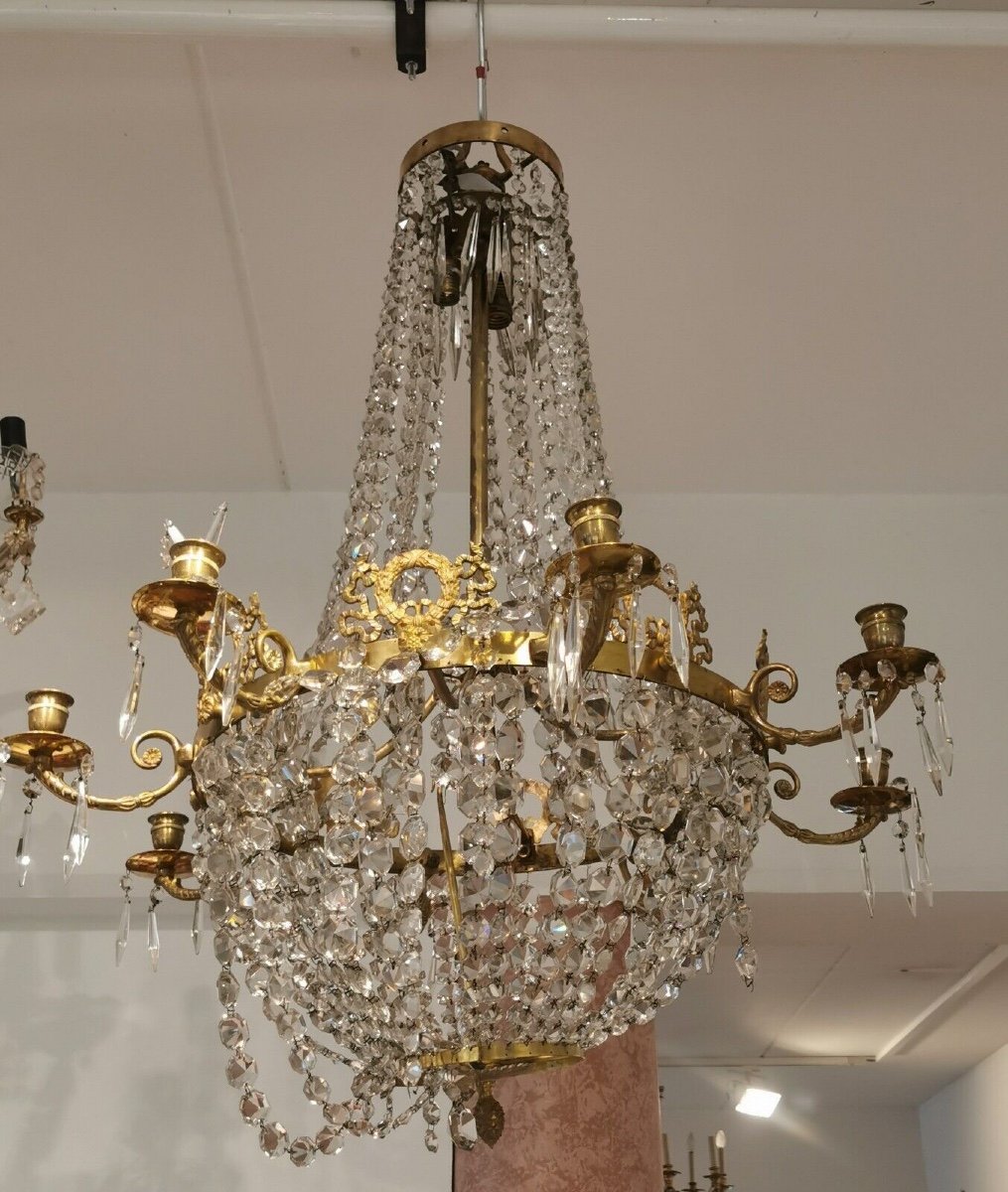 Large Wicker Chandelier Vienna Circa 1880