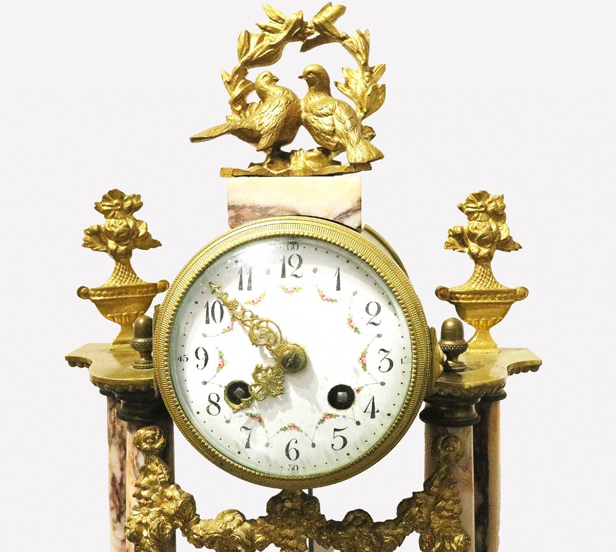 Horloge de Cheminée Française avec 2 Vases en Marbre, Vers 1880-photo-2