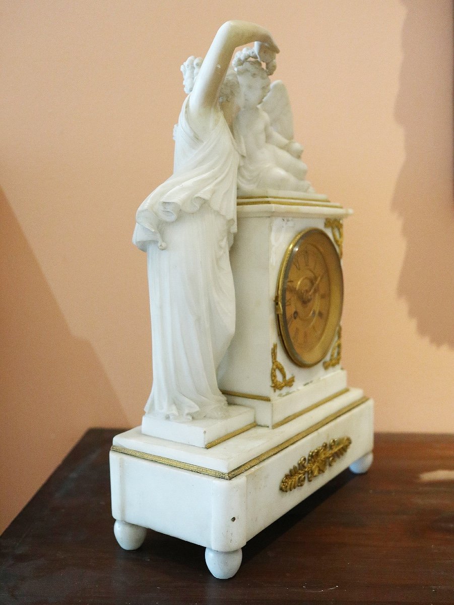  Biedermeier Alabaster Clock, Vienna Circa 1840-photo-2