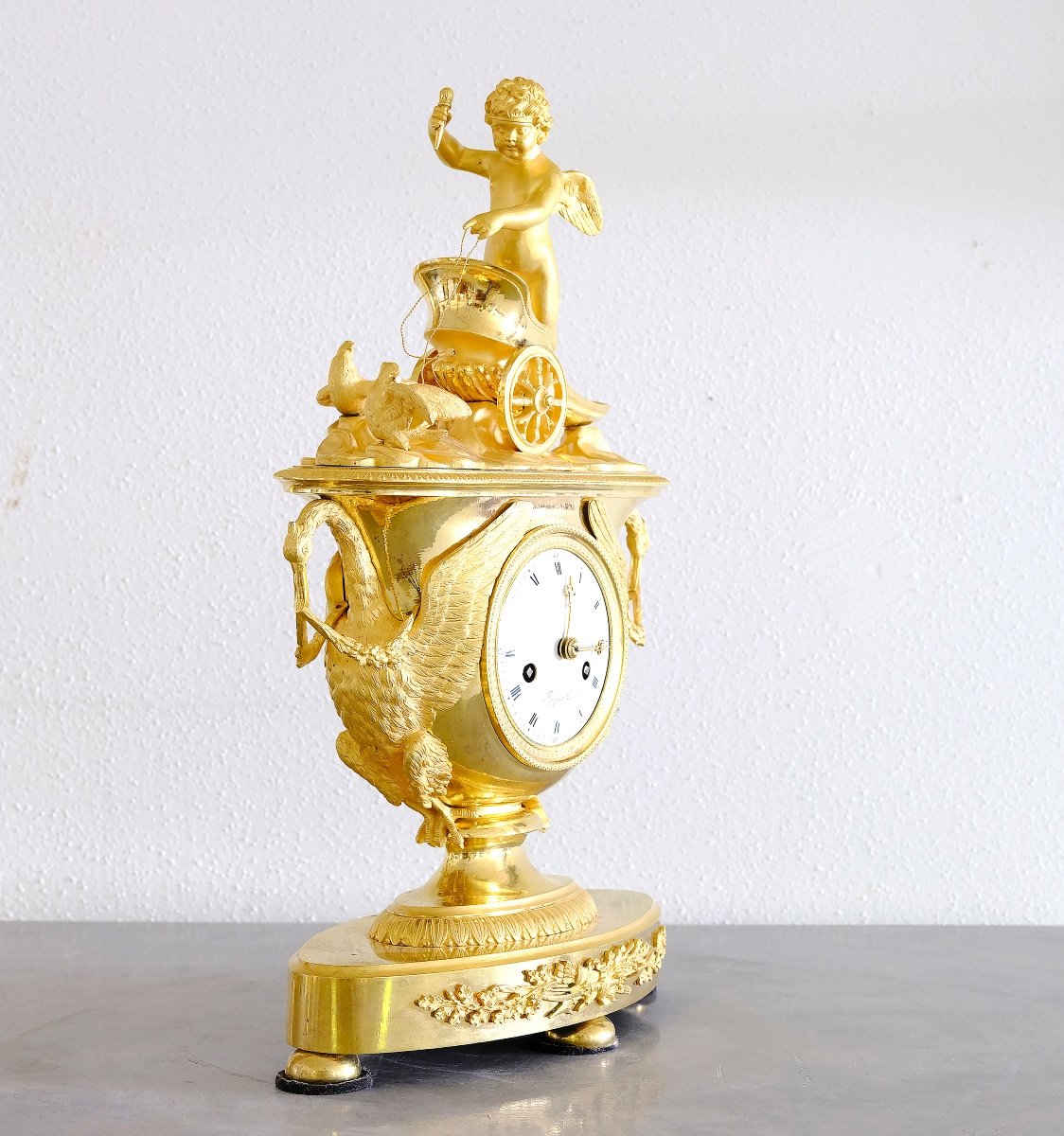 Horloge Française Empire Avec Char,  Paris Vers 1810-photo-2