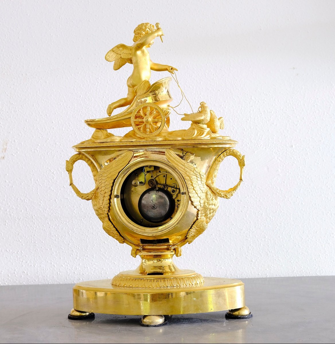 Horloge Française Empire Avec Char,  Paris Vers 1810-photo-4