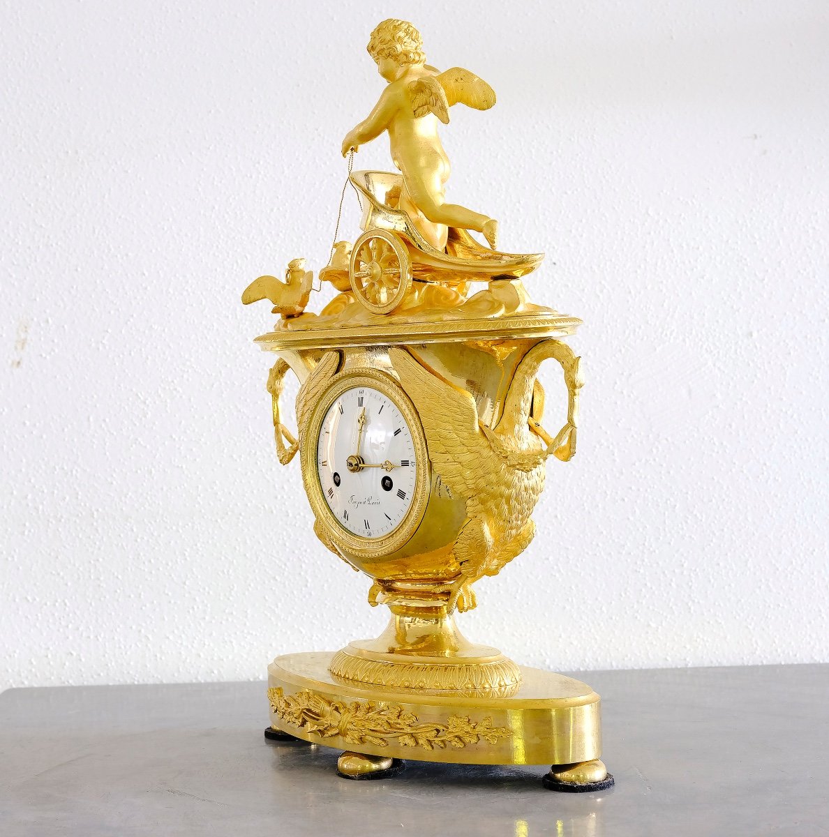 Horloge Française Empire Avec Char,  Paris Vers 1810-photo-2