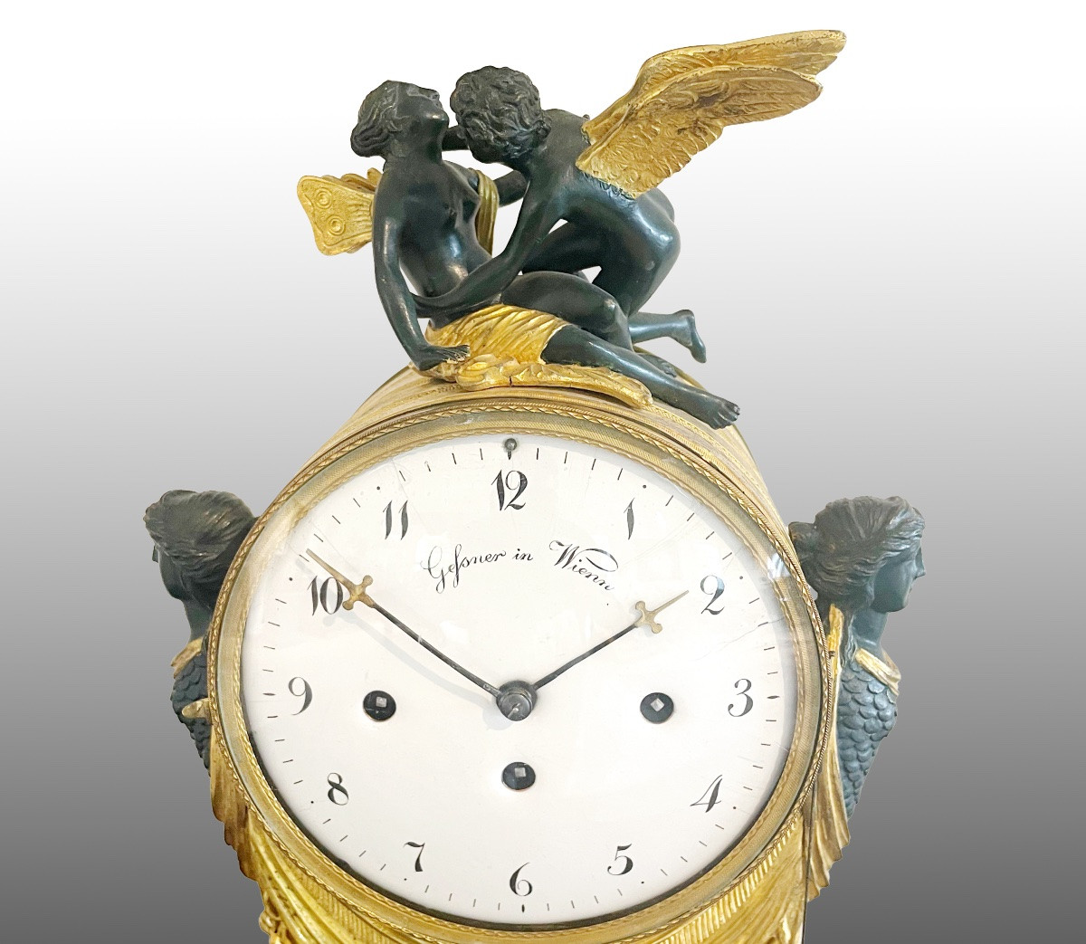 Horloge Empire,  Bronze doré au feu-photo-3