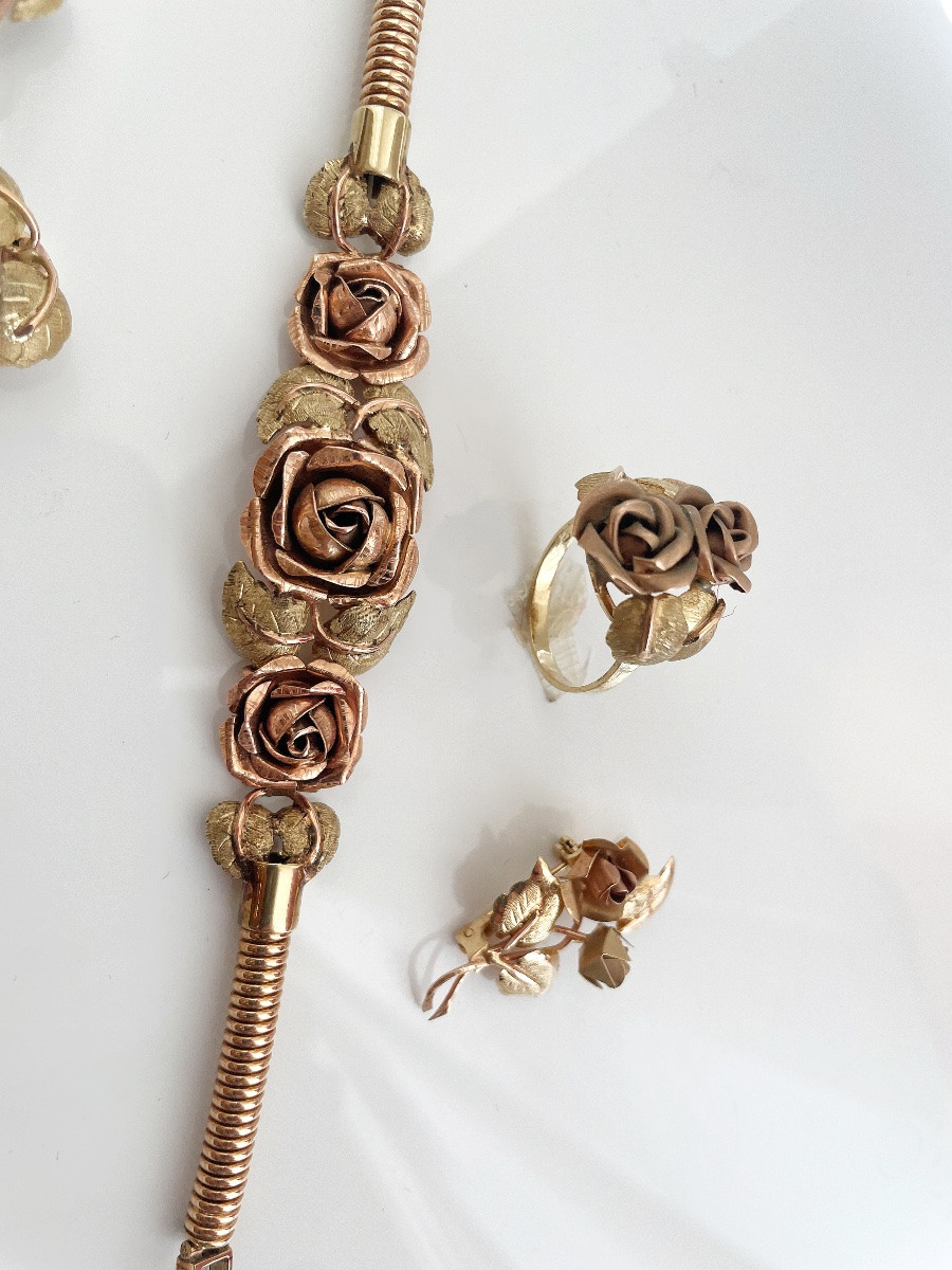 Ensemble de bijoux Biedermeier avec décor de roses-photo-3