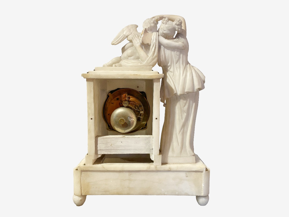 Biedermeier Clock Alabaster And Bronze Vienna, 1830-photo-3