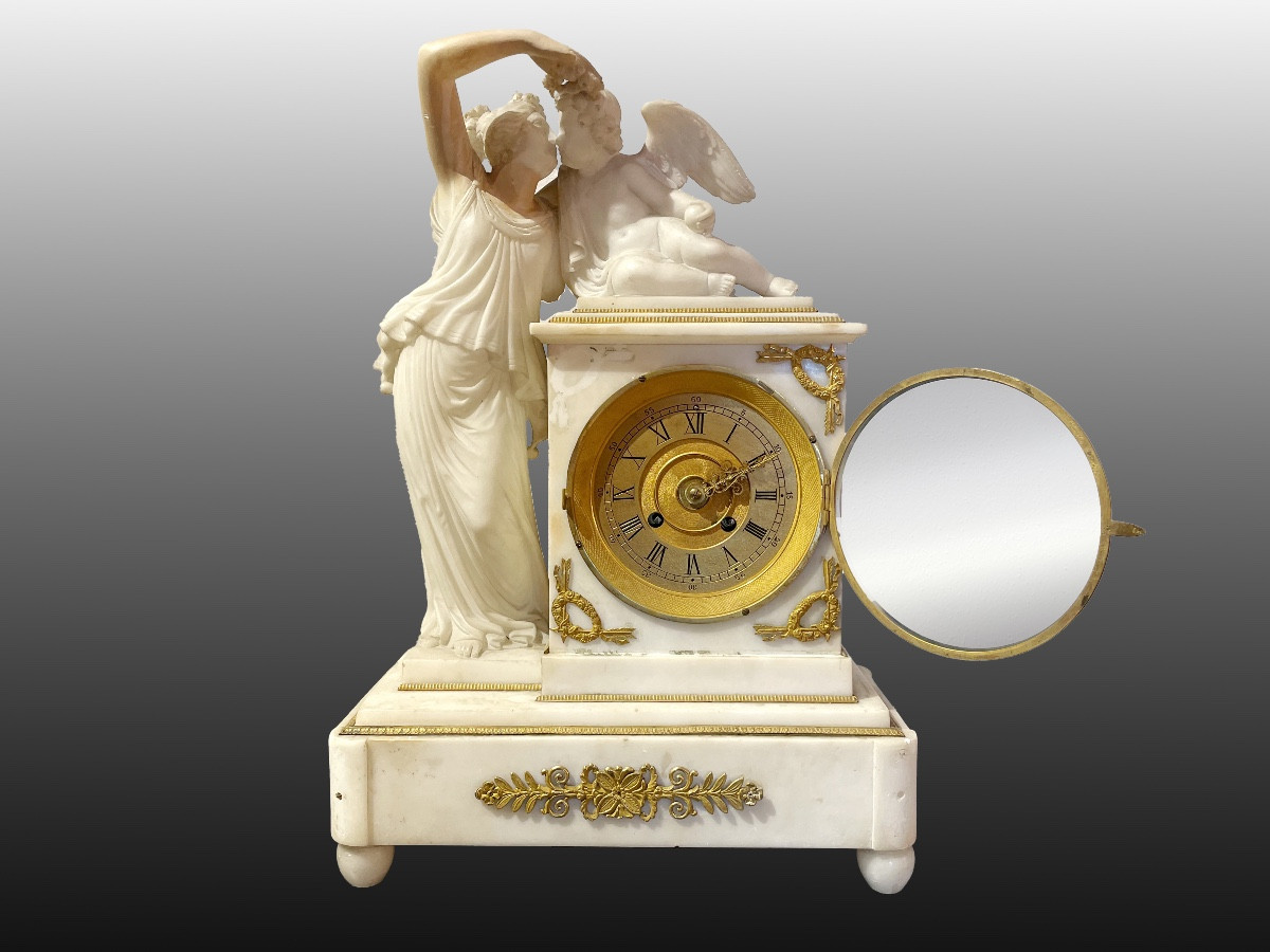 Biedermeier Clock Alabaster And Bronze Vienna, 1830