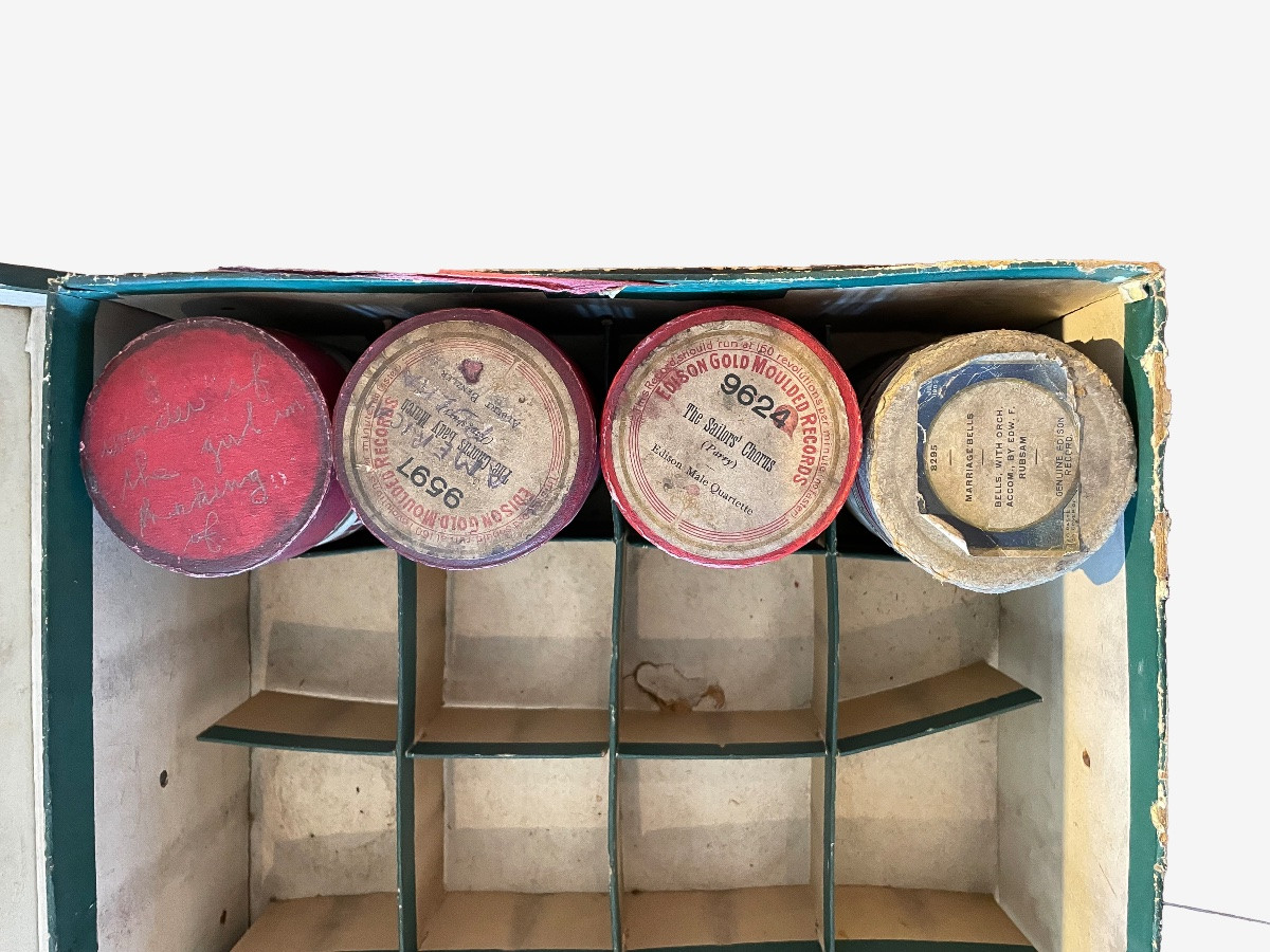 Phonographe Edison Vers 1900  Avec 20 rouleaux-photo-1