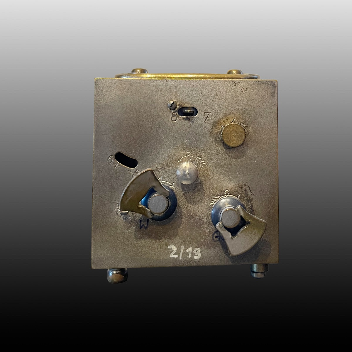 Art Nouveau Alarm Clock With Mother-of-pearl And Case-photo-2