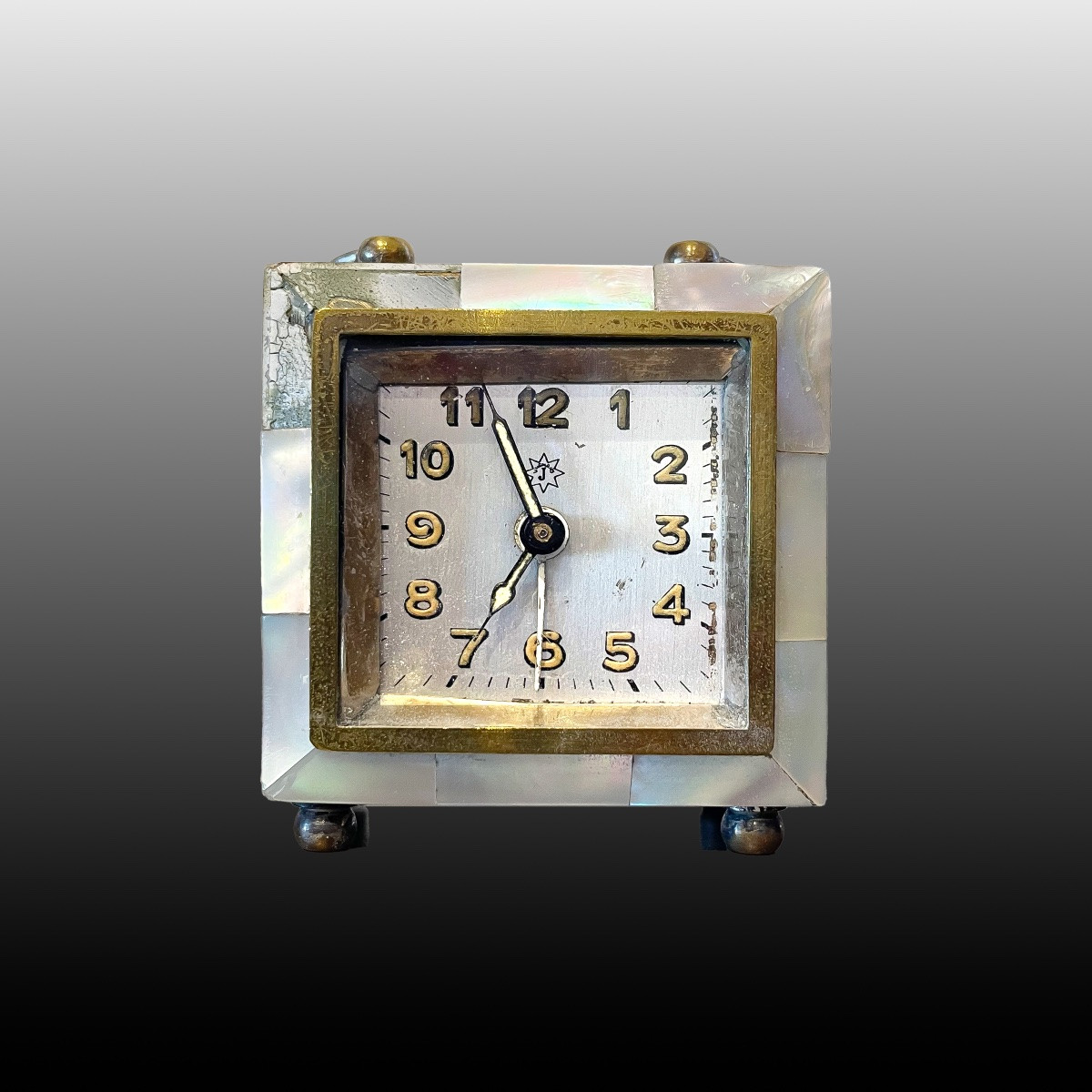 Art Nouveau Alarm Clock With Mother-of-pearl And Case-photo-2