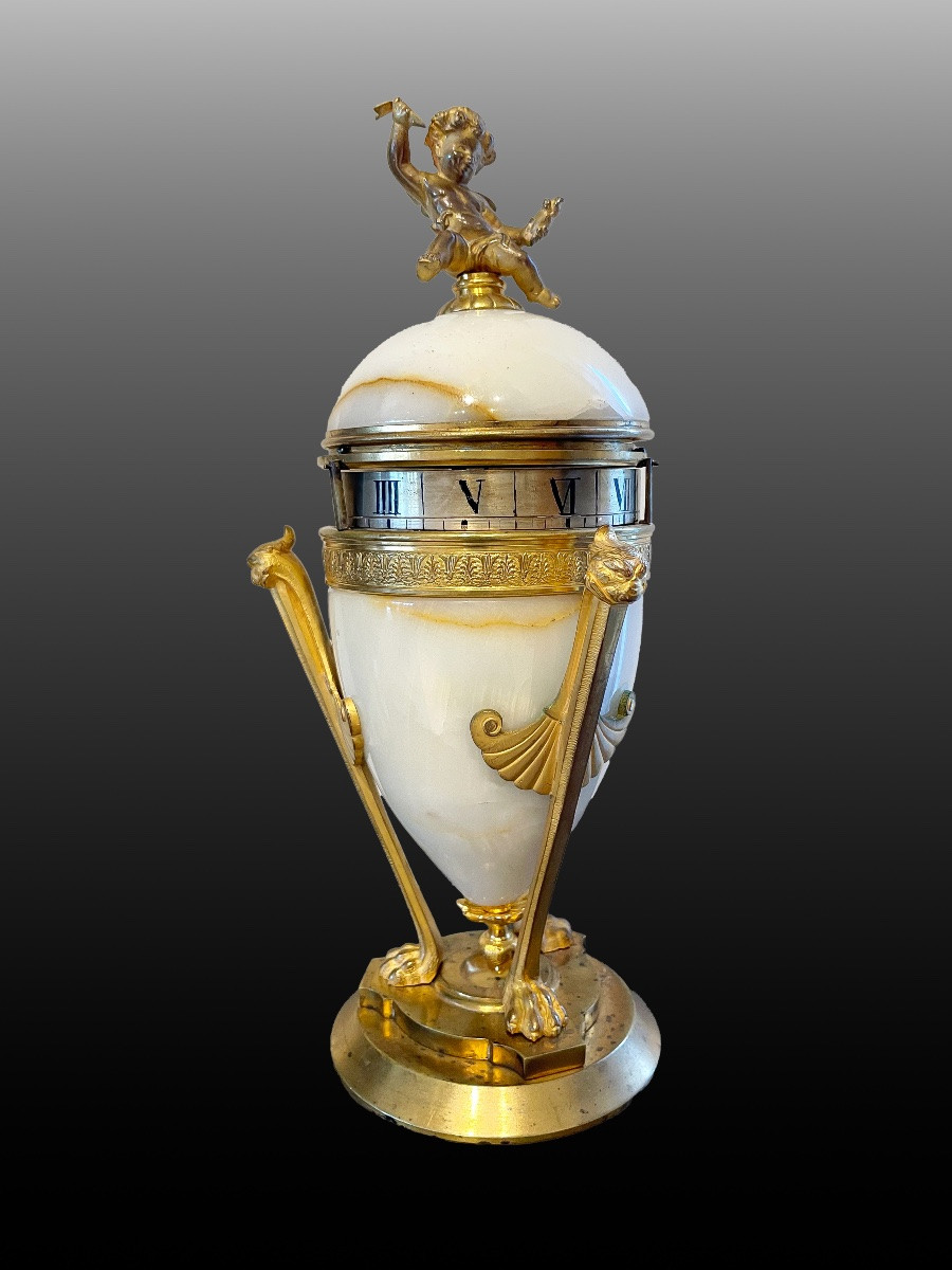 Horloge Empire française Marbre et bronze-photo-4