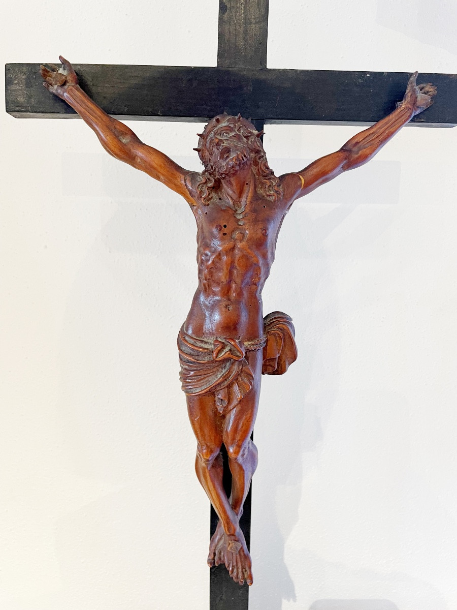 Baroque Christ Carved In Wood 17th Century -photo-2