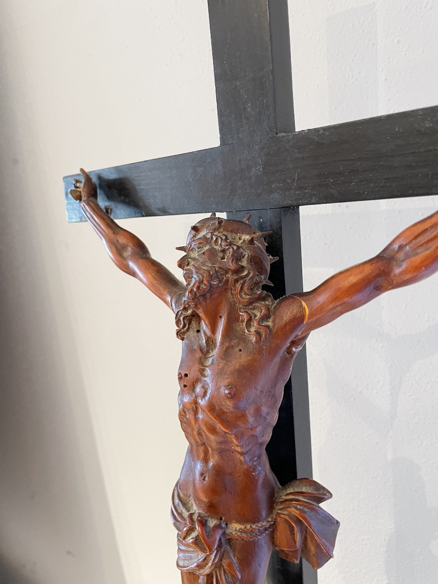 Baroque Christ Carved In Wood 17th Century -photo-4