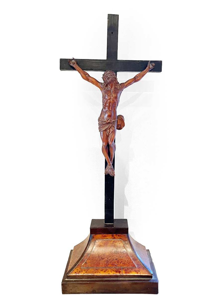 Baroque Christ Carved In Wood 17th Century -photo-2