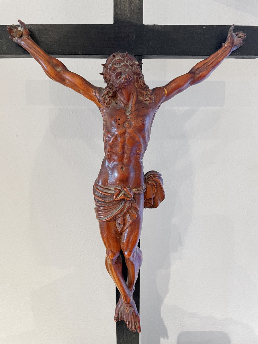 Baroque Christ Carved In Wood 17th Century -photo-3