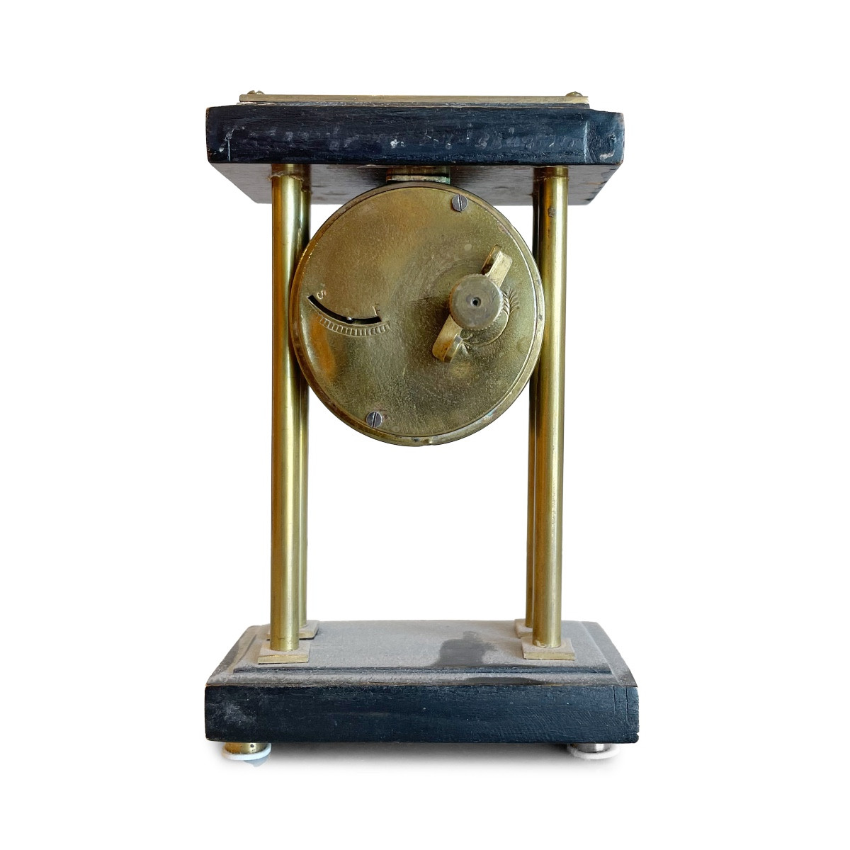 Réveil Art nouveau en métal avec socle en bois-photo-2