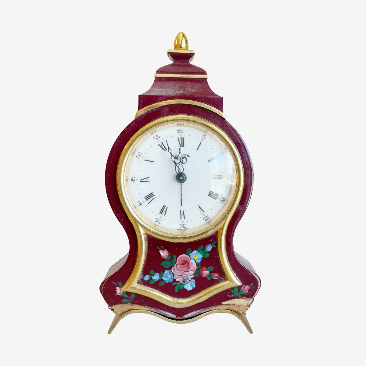 Réveil suisse en plastique avec décor floral