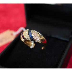 18-karat Gold Ring With Brilliants And Sapphire