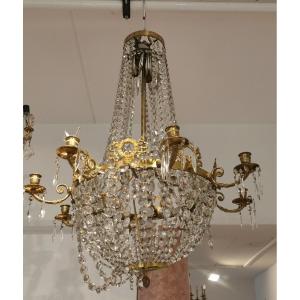 Large Wicker Chandelier Vienna Circa 1880